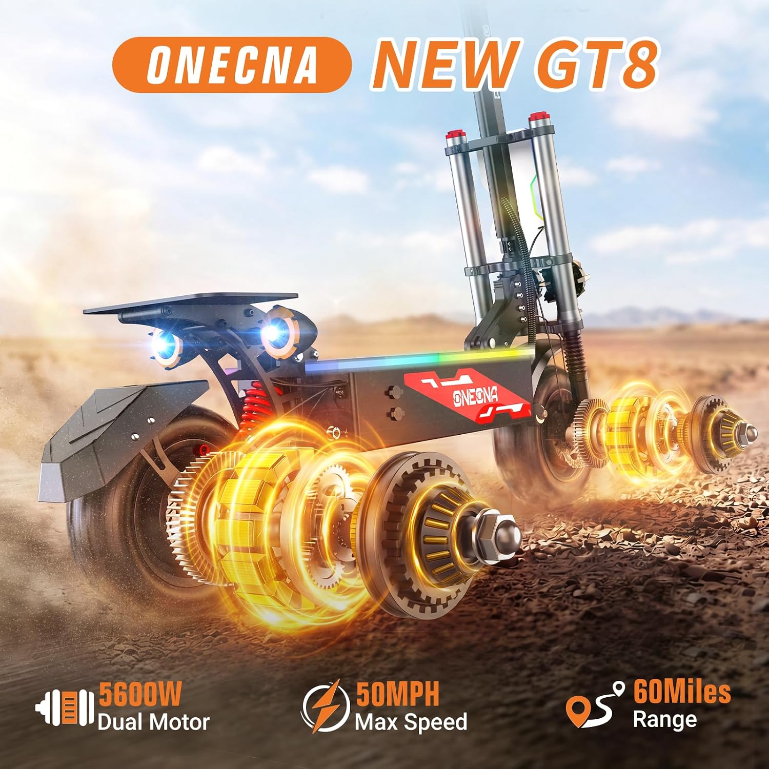 ONECNA GT8PRO Adult Electric S - огляд і ціна 60V 5600W Dual Motor Electric Scooter